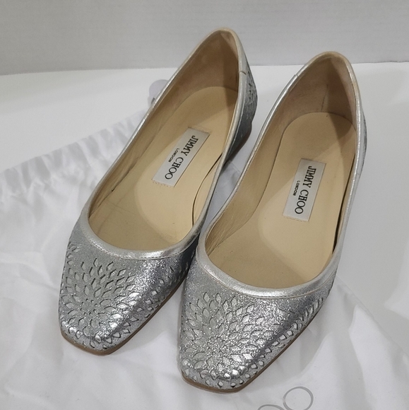 Jimmy Choo Shoes - Jimmy Choo metallic silver laser cut silver flats